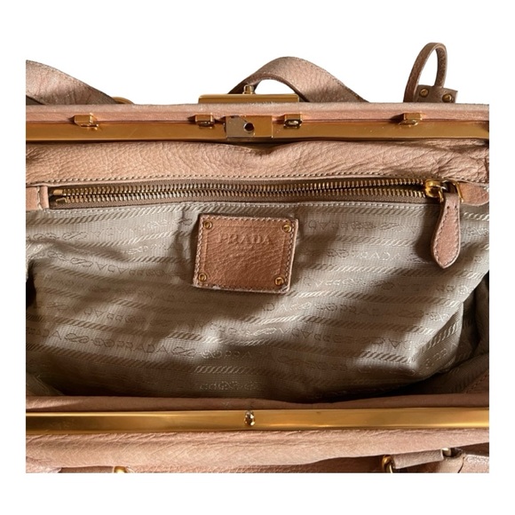 PRADA Authentic Deerskin Large Frame Satchel w/ Lock Frame and Key Clochette - Picture 11 of 15